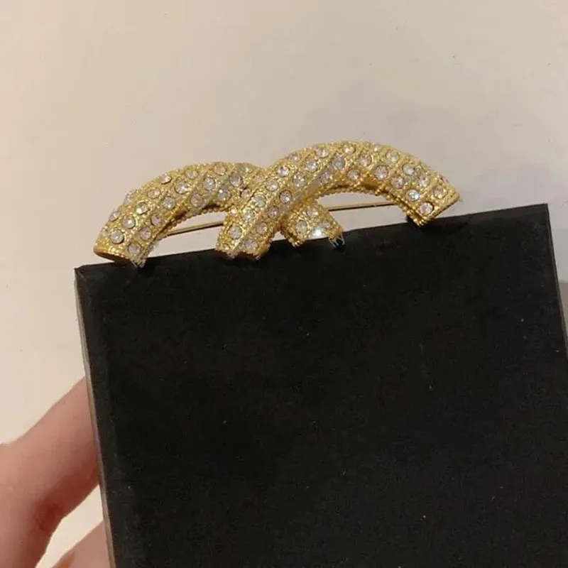 Designer Brooch Classic Double Letter Inlaid Diamond Pins Fashion Luxury Jewelry Wholesale Price With Box L-C15 01