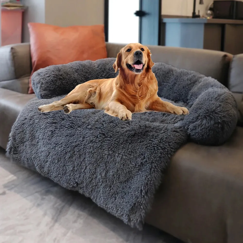 Removable Plush Pet Dog Bed Sofa for Large Dogs House Mat Kennel Winter Warm Cat Bed Pad Washable Dog Cushion Blanket Sofa Cover 240118