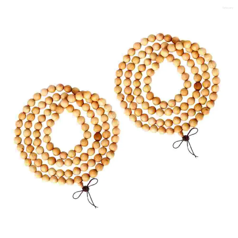 Bracelets de charme 2 PCS Bouddhisme Prière Perles Bracelet Cristal Collier Collier Bambou