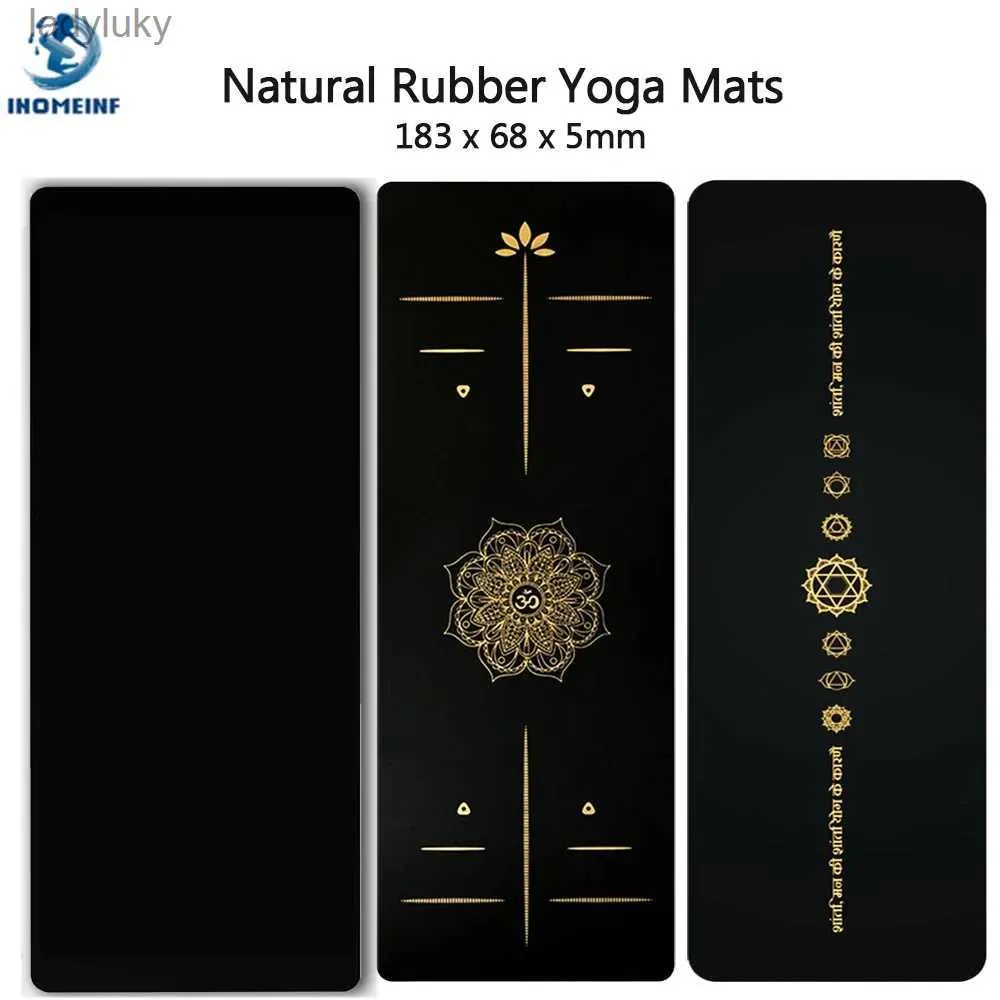 Yogamatten 5 mm verdickte Gummi-Yogamatte 27 Zoll verbreitert 6 Fuß goldene PU-Sportmatte Fitness Pilates-Sportmatten mit Positionslinie Übungsmatten L240118