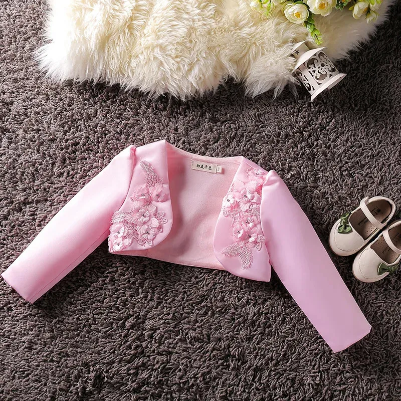 Babykleidung bestickte Jacke Prinzessin Kurzwinkel Babyjacke Hochzeit Kleid Schal Kinderbekleidung 240118