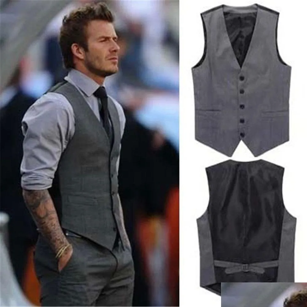 Herenvesten Herenvesten Slim Fit Pakvest Casual man Zwart Formeel Businss Aankomst Mannelijk gilet Droplevering Kleding Herenkleding Dhb3E