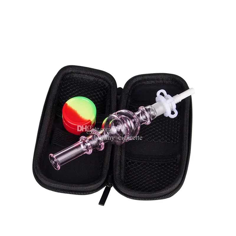 NC066 Dab Rig Rookpijpentas Set 10 mm Titanium Keramiek Kwarts Nagel Dabber Tool Clip Silicium Jar Case Grote balstijl Grote luchtstroom Kleurrijke glazen handpijpen