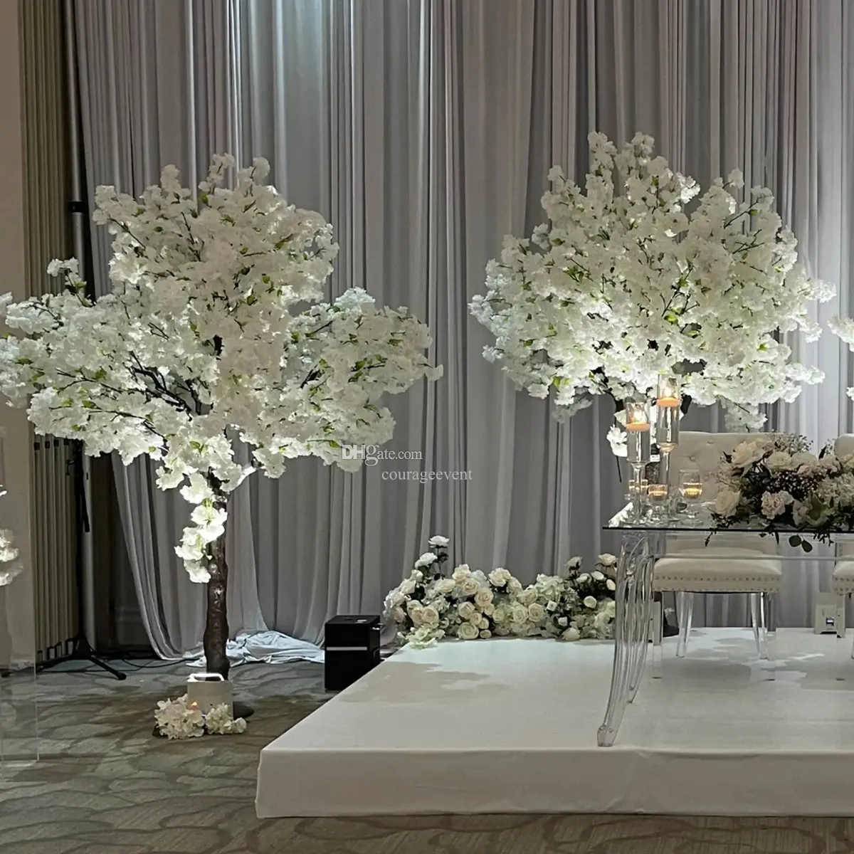 White cherry blossom wedding centerpieces Beachweddingtips com