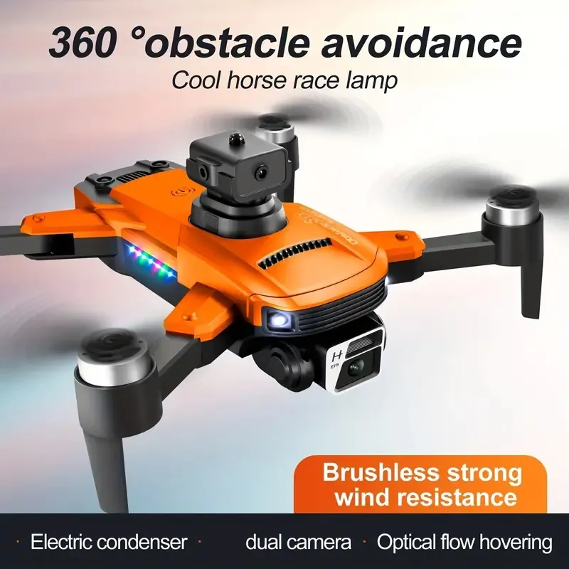 Drone pliable à double caméra haute définition avec télécommande intelligente S99 MAX (batterie unique), feux de navigation nocturne à LED, positionnement du flux optique, roulement à 360°.