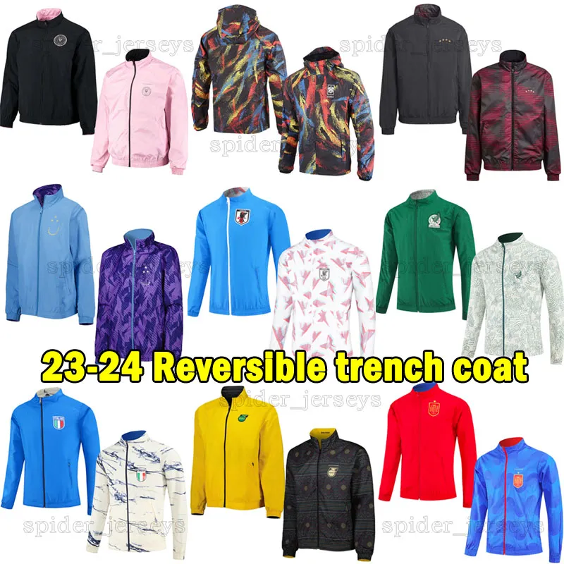 23 24 Algeriet Germanys Trench Coat 2023 2024 Sydkorea Miami Mexico Japan Argentinas Reversible Trench Coat Spanien Jamaica Italys Italia Hooded Jacket