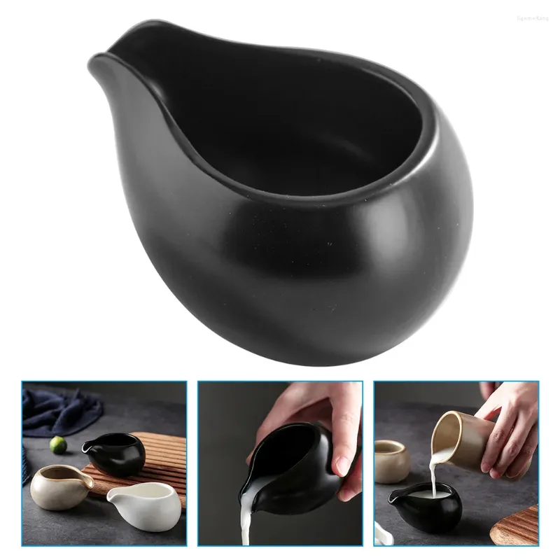 Set di stoviglie Brocca per sciroppo in ceramica Caffè Bollitore per il latte Pentola piccola Tazza per schiuma d'acqua Ceramica Forniture per bar Contenitore Piatti neri