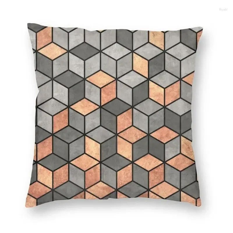 Pillow Concrete And Copper Cubes Cover 45x45 Home Decor Print Abstract Geometric Pattern Throw For Car Two Side