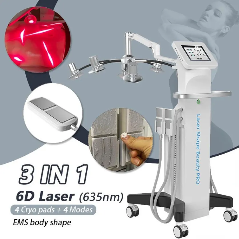 Lasermaschine 3 in 1 Schlankheitsausrüstung 6D Kalter Lipo-Laser 635 nm Emslim Straffen Sie das Fettreduktionssystem Körperform Schönheitsmaschinen570