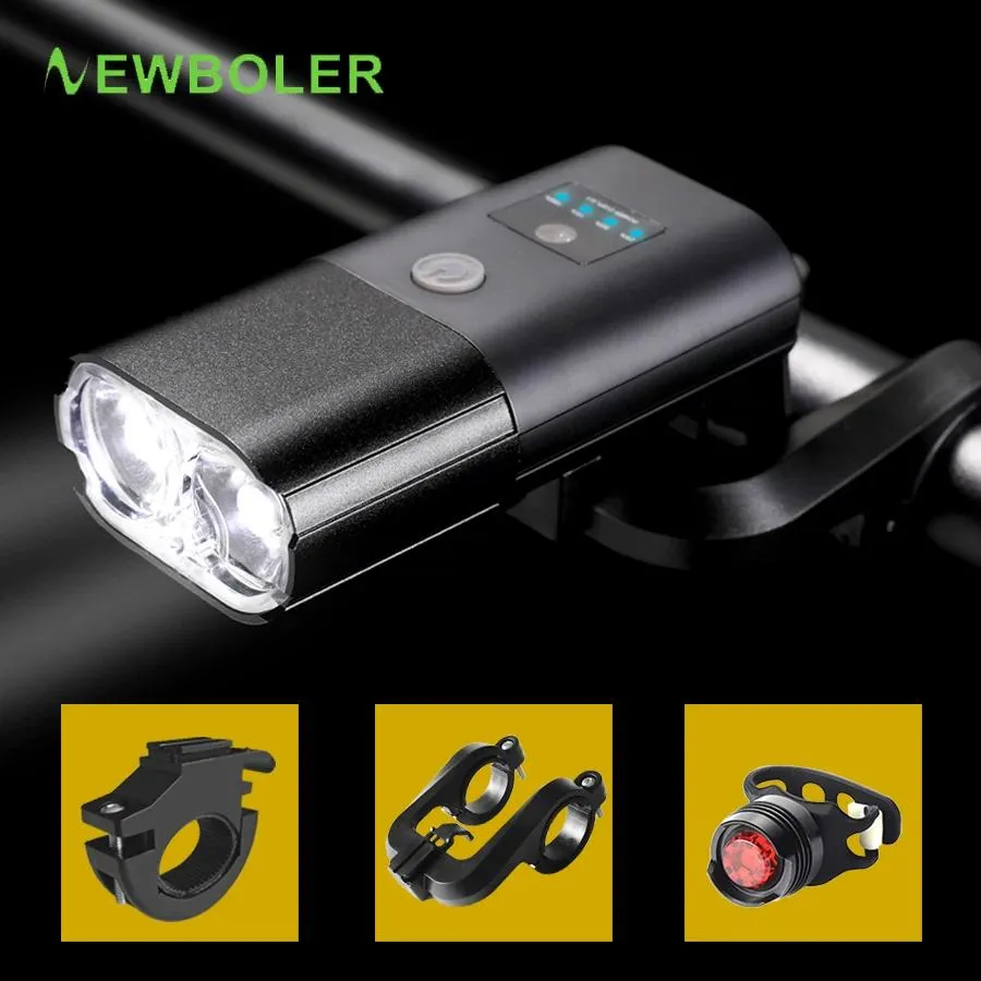 Lampor Newboler Rechargeble Smart Bike Light Set Front and Back Lights Cykeltillbehör Cykling strålkastare för Mountain Road Bike