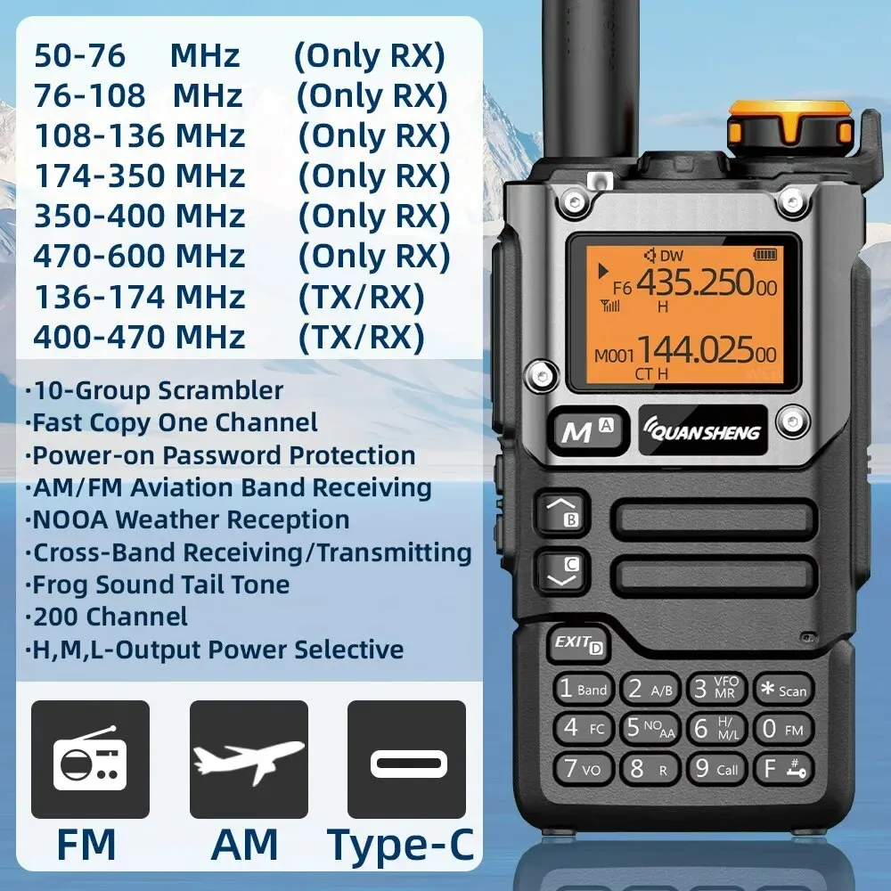 Talkie-walkie MKMXPTT MK-628 20W – 999 Canaux, NOAA, écran 4,5 Cm, Batterie 8800mAh IP54 Noir