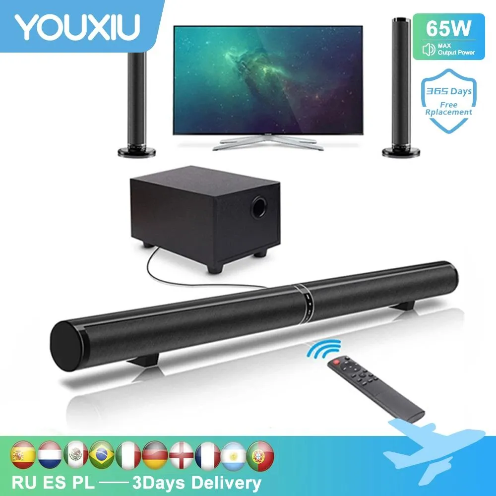 SoundBar Youxiu 65W TV Sound Bars teatr domowy Oddzielny Bluetooth 5.0 głośniki echo paski ścienne z subwoofer wspornik optyczny Aux