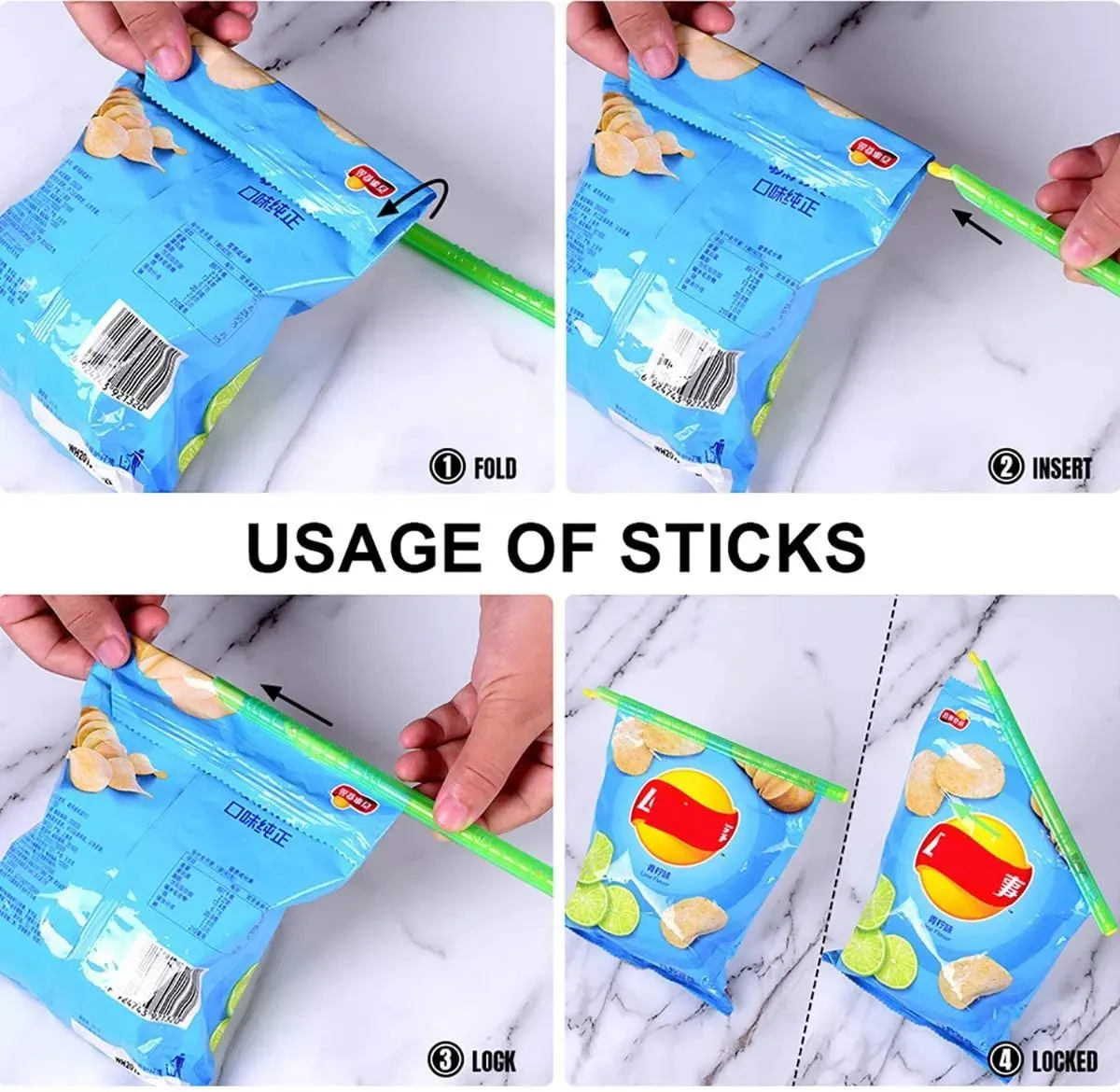 Plastic Bag Clip Seal Stick Storage Bag Househoud Sealer Clamp Snack  Food Rod Clip Multifunction Kitchen Tools HH640