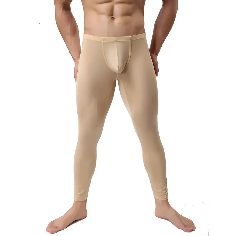 Coming Sexy Men's Ultrathin Silky Long Johns Thermal Pants Cool Leggings Underwear S M L XL XXL 240117