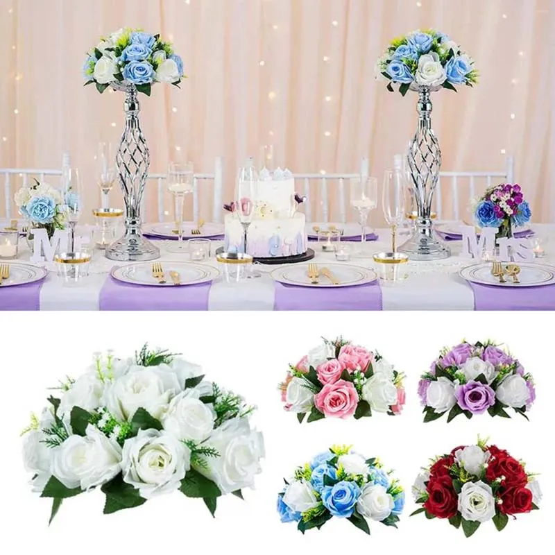 Decorative Flowers 2pc Road Flower Main Table Simulation Silk Ball Wedding Car Staircase Winter Artificial