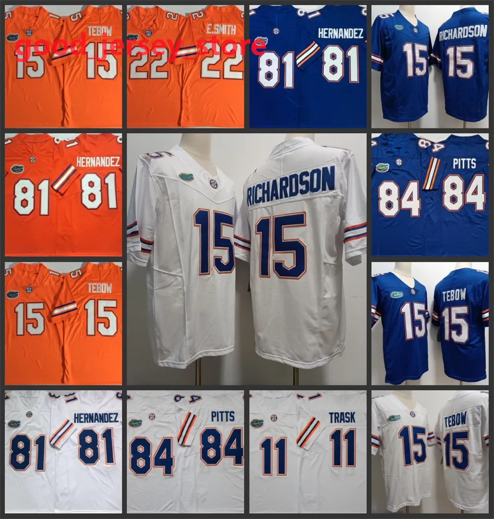 NCAA Florida Gators College voetbalshirt 22 Emmitt Smith 81 Aaron Hernandez 11 Kyle Trask 84 Kyle Pitts 15 Tim Tebow 15 Anthony Richardson 2024