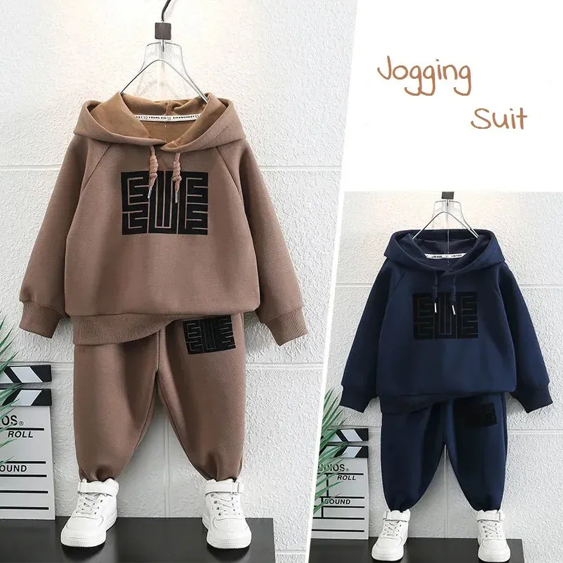 Winter Baby Boys polar Hoodiesweatpant Kids Tracksuit Dzieci 2PCS stroje ubrania studenci Jogger Track Pants 1-12 years 240117