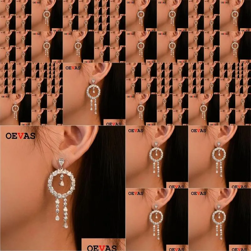 Nó Oevas 100% 925 Sterling Sier Espumante 4x6mm Waterdrop Alto Carbono Diamante Brincos Para Mulheres Festa de Casamento Fine Jewelry De Dhflx