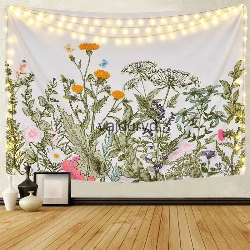 Tapestries Colorful Floral Plants Tapestry Wall Hanging Vintage Herbs Aesthetic Nature Scenery for Livingroom Bedroomvaiduryd