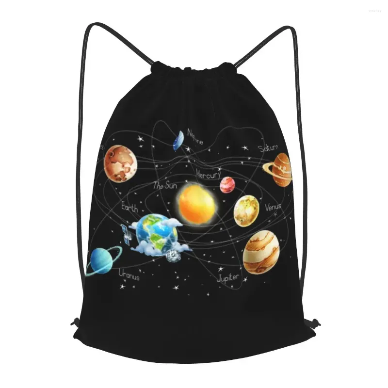 Shopping Bags Solar System Planets Stars Drawstring Backpack Men Gym Workout Fitness Sports Bag Bundled Yoga For Women