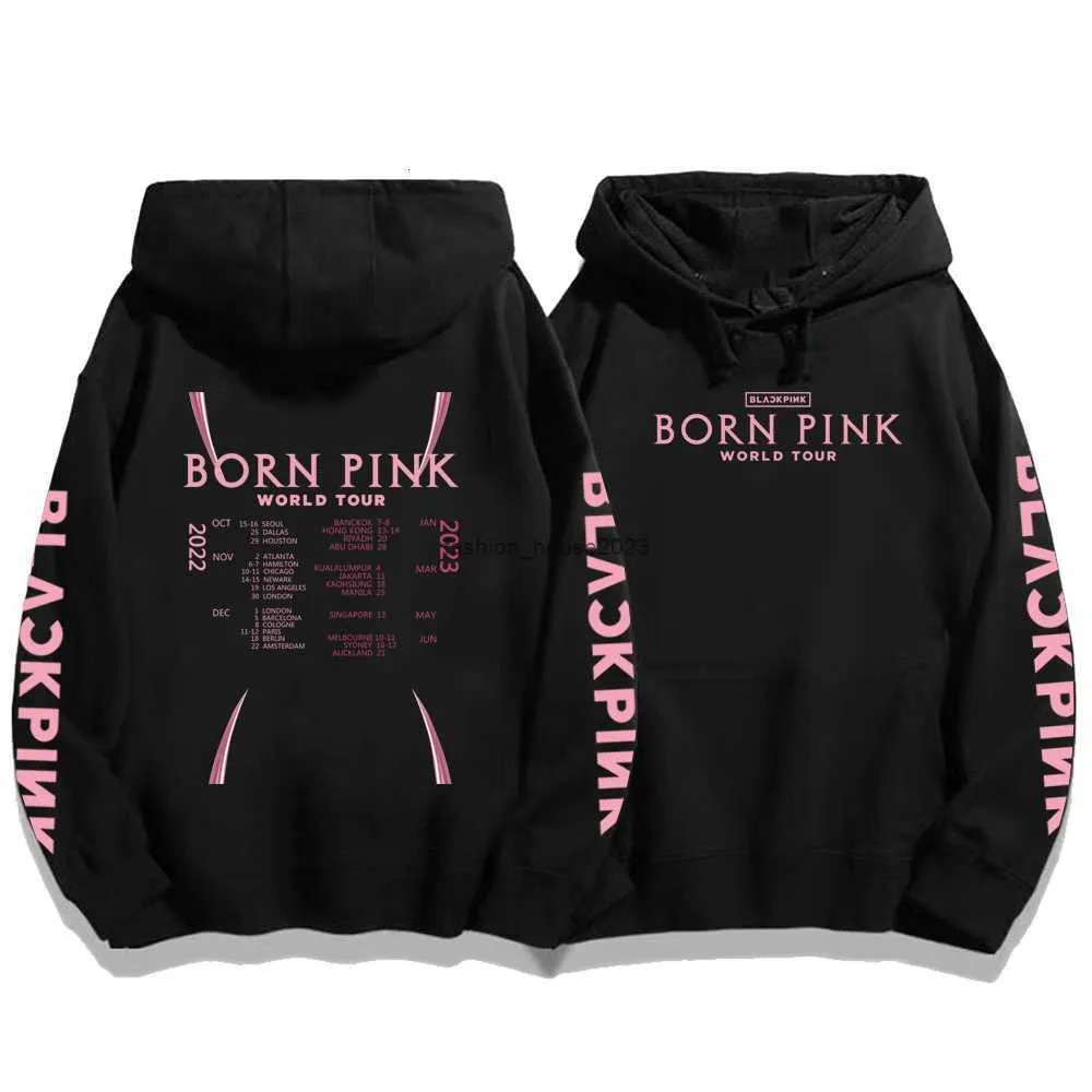 Born Pink print trend loose fit men's and women's hoodie top casual pullover hoodie