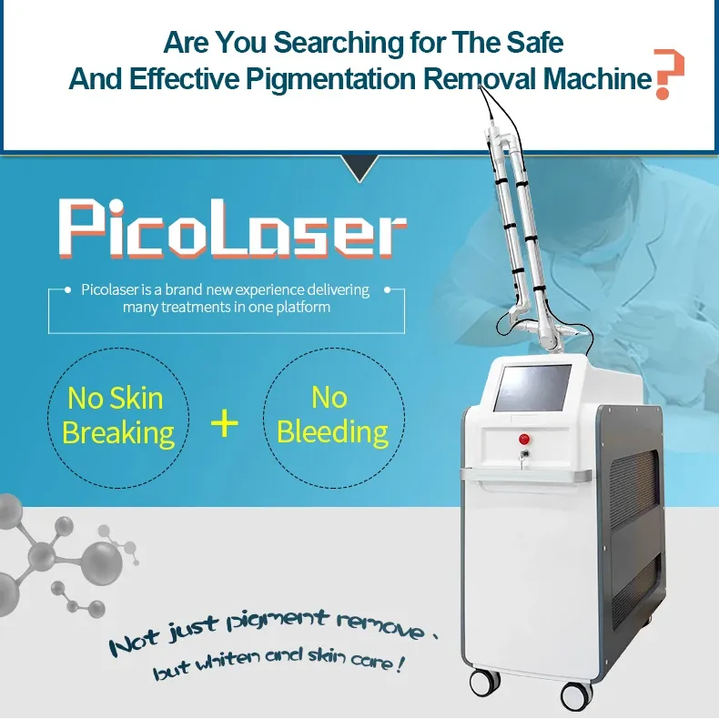 Top-ranking Verbeterde Picolaser Tattoo Verwijdering Huid Whitening 532nm 755nm 1064nm voor Anti-pigment Spikkel Moedervlek Behandeling Nd Yag Laser Apparaat