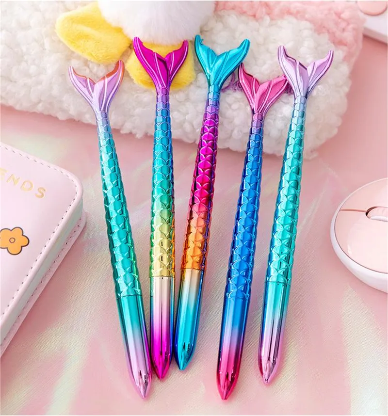 Fashion Kawaii Colorful Mermaid Pens Student Writing Gift Novelty Mermaid Ballpoint Pen Stationery School Office Supplies