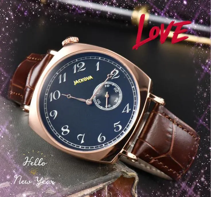 Sub Dial Working Automatic Date Men Watches Set Auger Cool Timing Three Pins One Eye Design Clock Quartz Movement Clock Genuine Leather Strap Wristwatch Day Gifts