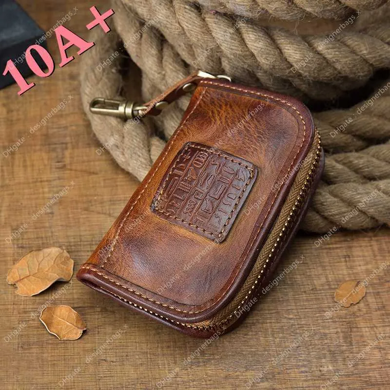 High quality Zipper Wallet Men's Handmade bags Waist Car Leather Cowhide Women's Multi-functional All-in-one Key Bag 10A+