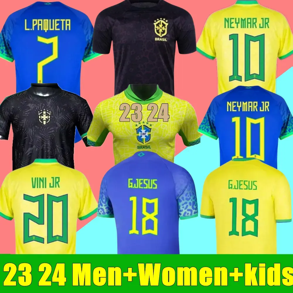 2024 Vini Jr. Soccer Jersey Casemiro 23 24 National Team G.Jesus P.Coutinho Home Away Men Kids Kit L.Paqueta T.Silva Pele Marcelo Football Shirt Uniform