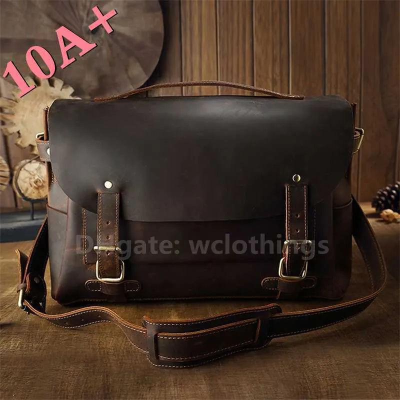 Hoge kwaliteit Crazy for Handmade Gepersonaliseerde Leren Tas Cambridge Horse Baotou Messenger Handheld Heren Schoudertassen 10A+