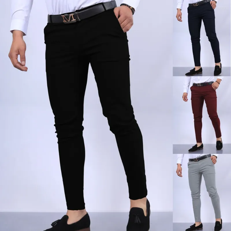 Pantalons pour hommes Couleur unie Slim Fit Hommes Europe et États-Unis Style Fashion Crayon Business Casual Daily Cent Foot