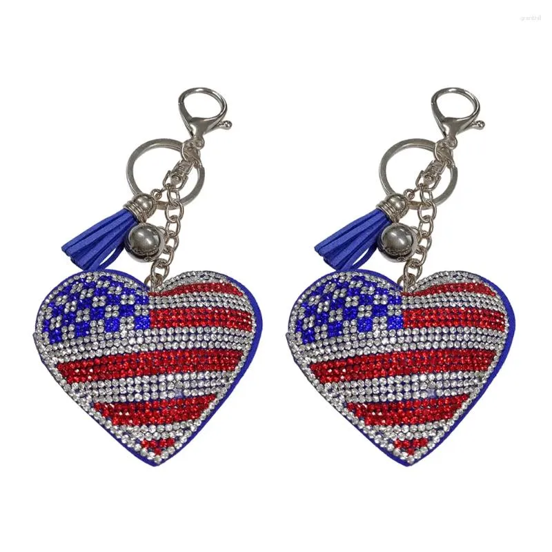 Keychains 2st Creative American National Flag Design Key Chain Fashion Bag Hanging Pendant Delicate for Man Woman