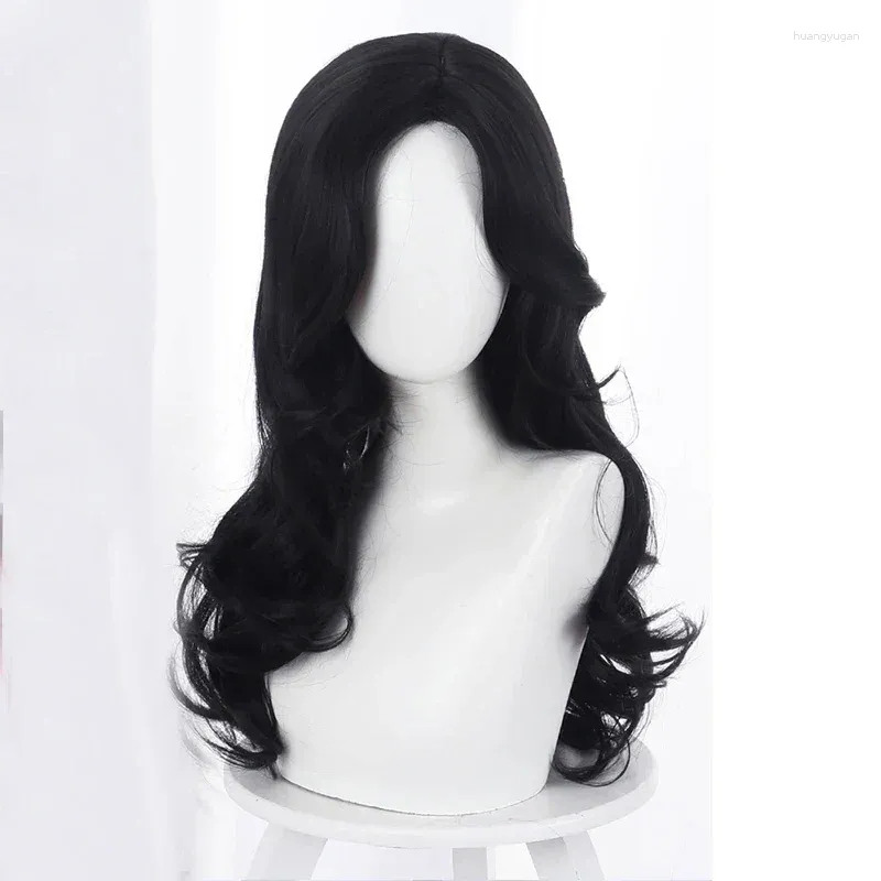 Parti Malzemeleri Cadılar Bayramı Vengerberg'in Cadı Yennefeferi Uzun Siyah Wavy Wig Kadınlar Rol Oyunu Saç Cosplay Cap