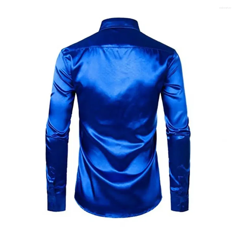 Chemises décontractées pour hommes Polyester Hommes Chemise Soyeuse Doux Couleur Solide Cardigan Pour Femmes Col Revers Manches Longues Boutons À Boutonnage Simple Automne