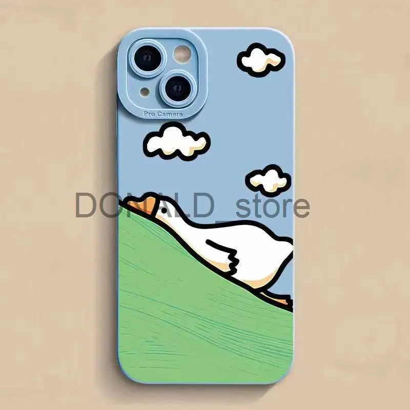 Casos de telefone celular Novo pato dos desenhos animados Capa de silicone para iPhone 15 14 13 12 11 Pro Max Mini X XR XS Max 78 15 Plus SE2 Proteção de lente Soft Back Cover J240118