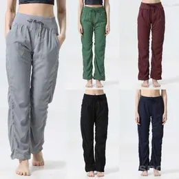 Yoga Lady Perfectly Oversized Trousers Sports Sweatpant Woman Straight-Leg Casual Pants Full Length Pockets Dance Studio Yogas Pant Popular