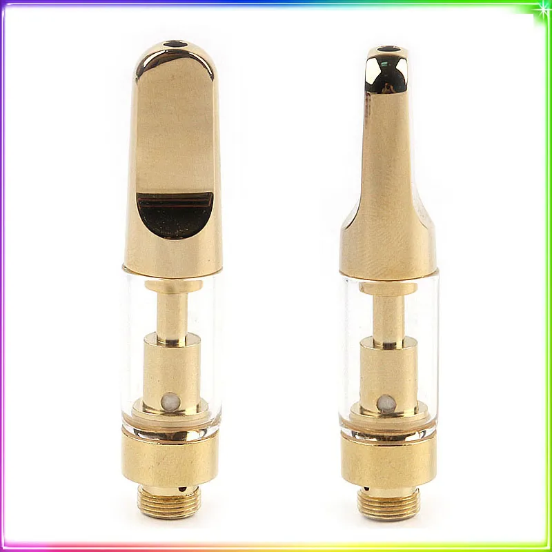 Gold TH205 Vape Cartridges 0.5ml 0.8ml 1.0ml Ceramic Coil Full Golden 510 Thread Empty Carts Atomizers Packed In Foam