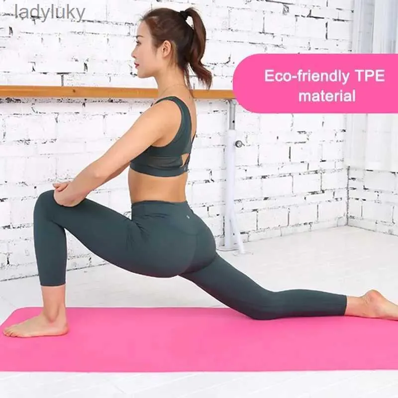 Yogamattor TPE YOGA MAT 173*57CM ECO-Friendly Non-Slip Training Fitness Mat för män Kvinnor med att bära rems hemträningsmatta för yogal240118