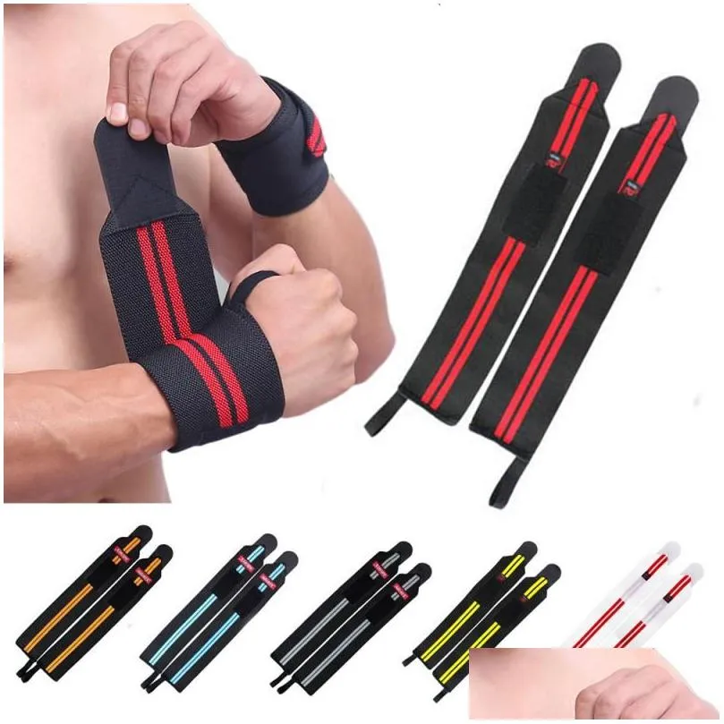 Support de poignet 1 pièces Support de poignet Gym haltérophilie entraînement gants de musculation barre poignée sangles d'haltères enveloppes Protection des mains 9 goutte Dh2Ce