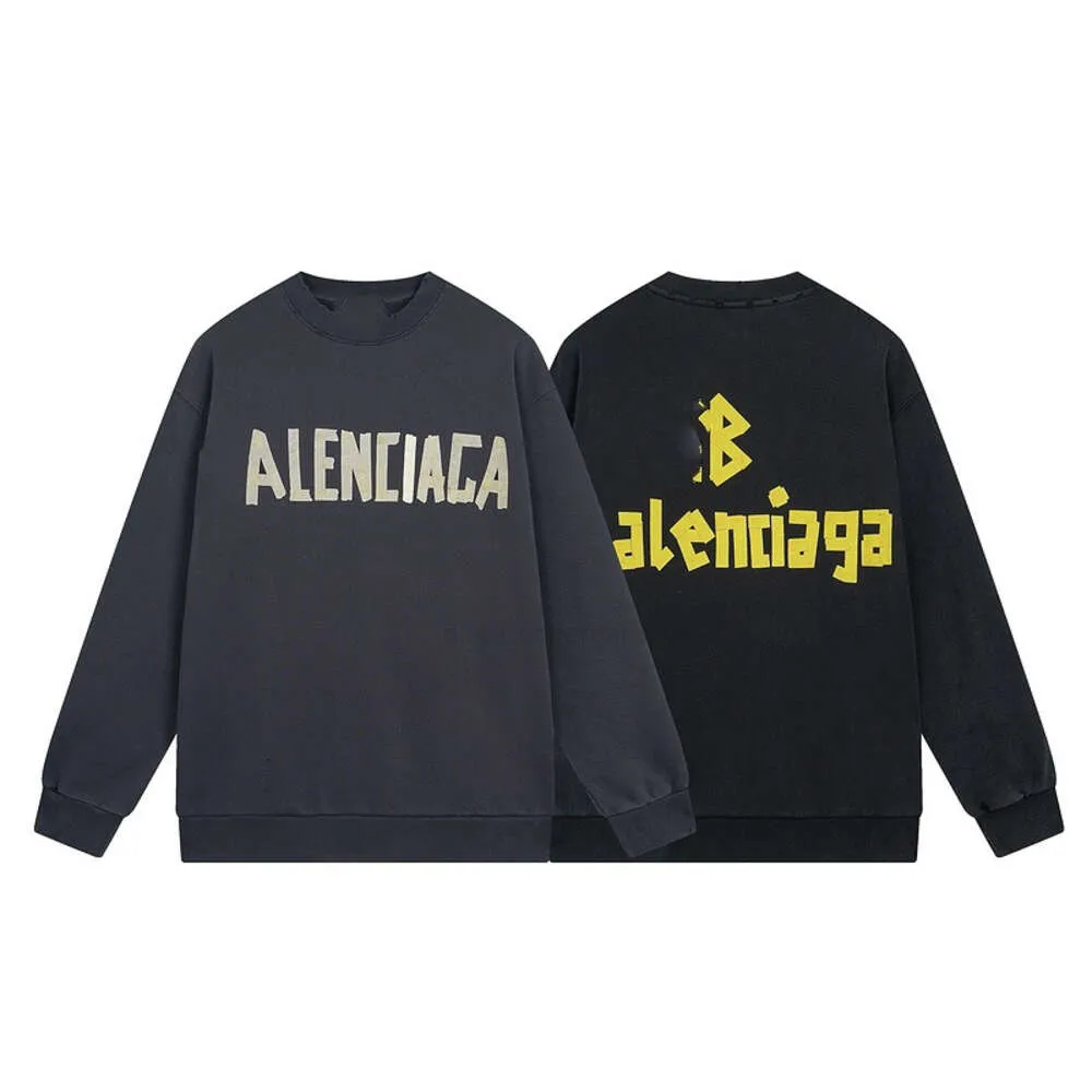 Balencigs Sweats à capuche de mode Sweat à capuche Pulls pour hommes Version de haute qualité 23ss Bande classique Impression par pulvérisation directe Lavé Usé Vieux Rond Swe G82M