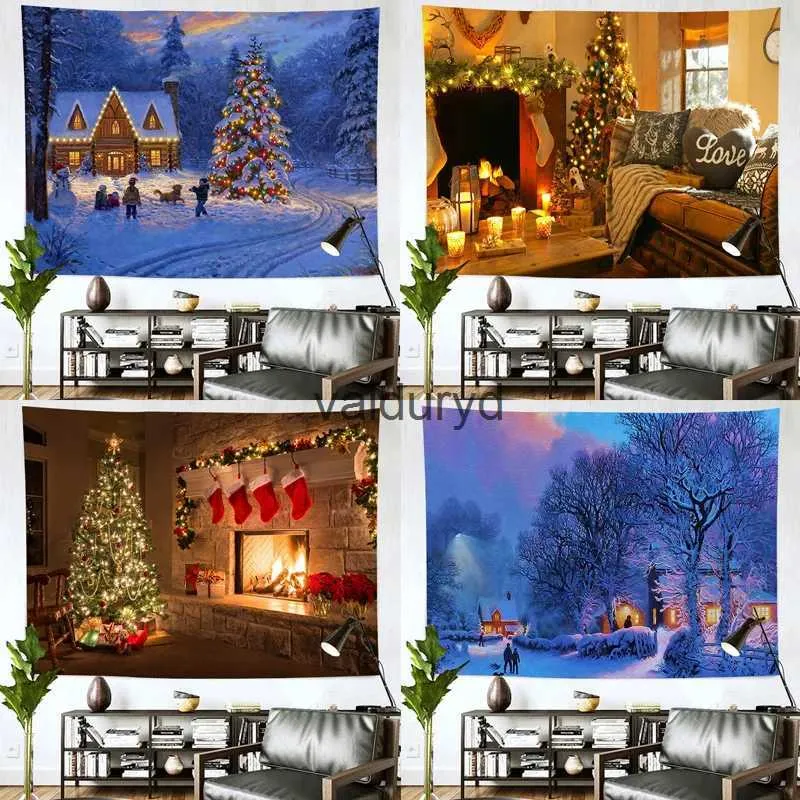 Tapisseries chariot d'hiver Tapestry neige paysage arbre de mur imprimé tissu suspendu au salon