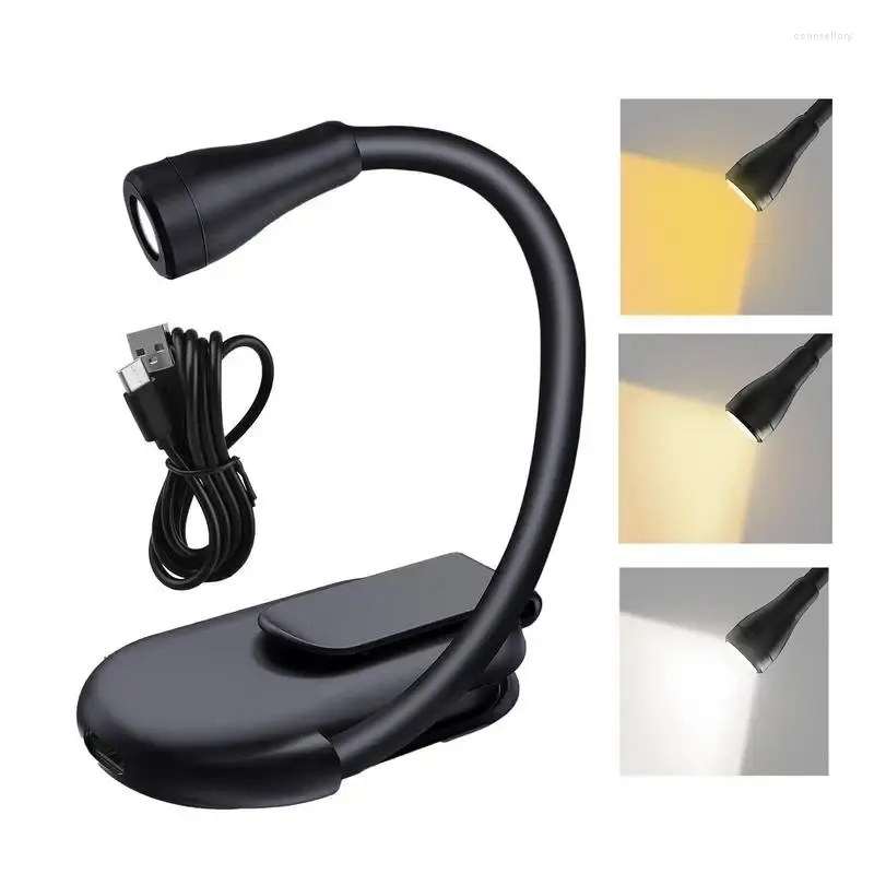 Nachtverlichting Boeklamp Mini draagbare leeslamp Clip USB-oplaadmodel met standaard en voor thuisreizen Outdoor Housewarming