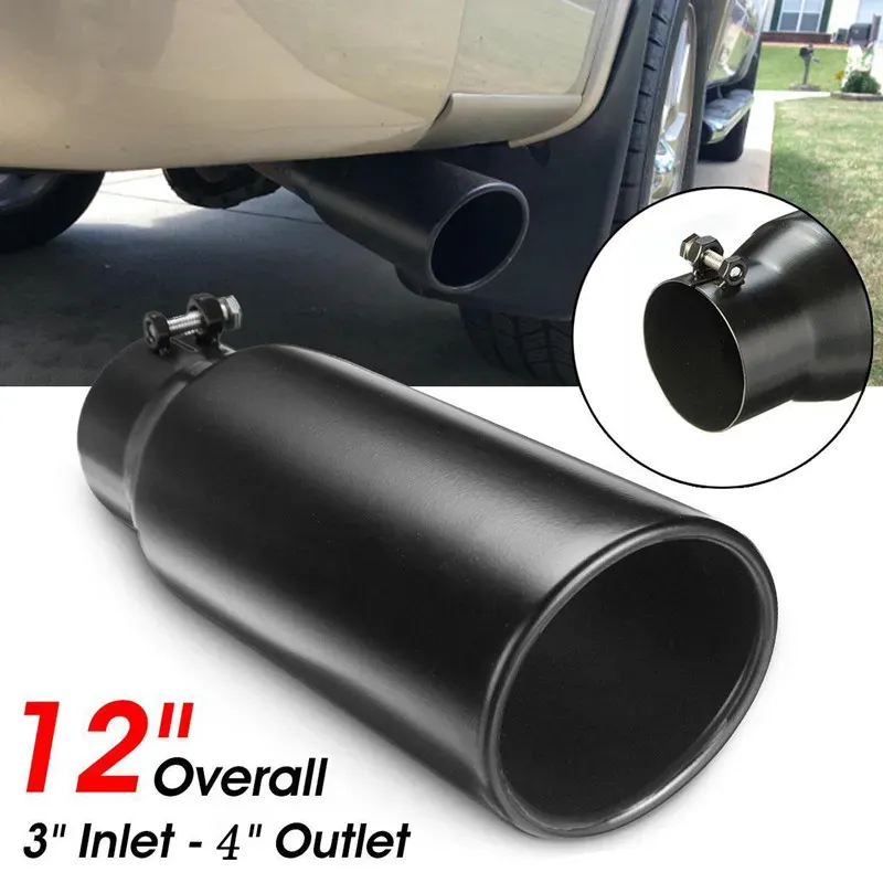 High quality Car universal Titanium black Exhaust pipe Stainless steel Muffler tip accessories