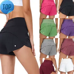 lulu Shorts yoga sets Womens Sport Hotty Hot Casual Fitness Yoga Leggings Lady Girl Workout Gym Underwear Running with Zipper Pocket On the