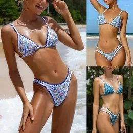 Women`s Swimwear Two-Piece Swimwears Bikini Floral Print Bra Low-Rise Panties Split Swimsuit For Swimming Beach Swimsuits