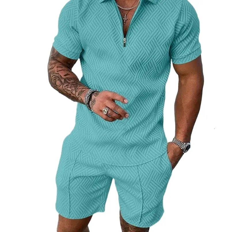 Vêtements d'été pour hommes Polos de luxe à manches courtes Ensemble décontracté Homme Shorts Survêtement Tenues Social Golf Revers T-shirts 240117