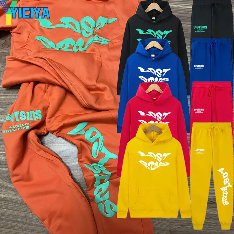 Yiciya Pant Sets Sweter i spodnie Y2K Bluza z kapturem dwuczęściowy zestaw streetwear jesienne zimowe dresy dla kobiet mody 240117