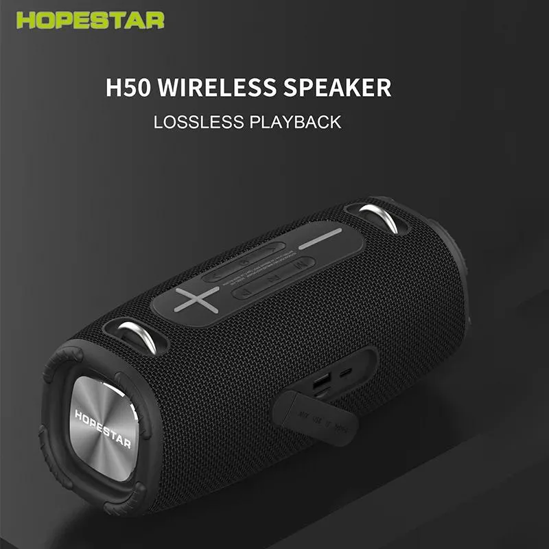 Alto-falantes HOPESTAR H50 Alto-falantes portáteis Bluetooth sem fio HighPower Big Drum com alça ao ar livre Super Bass TWS Poderoso Party Boom Box