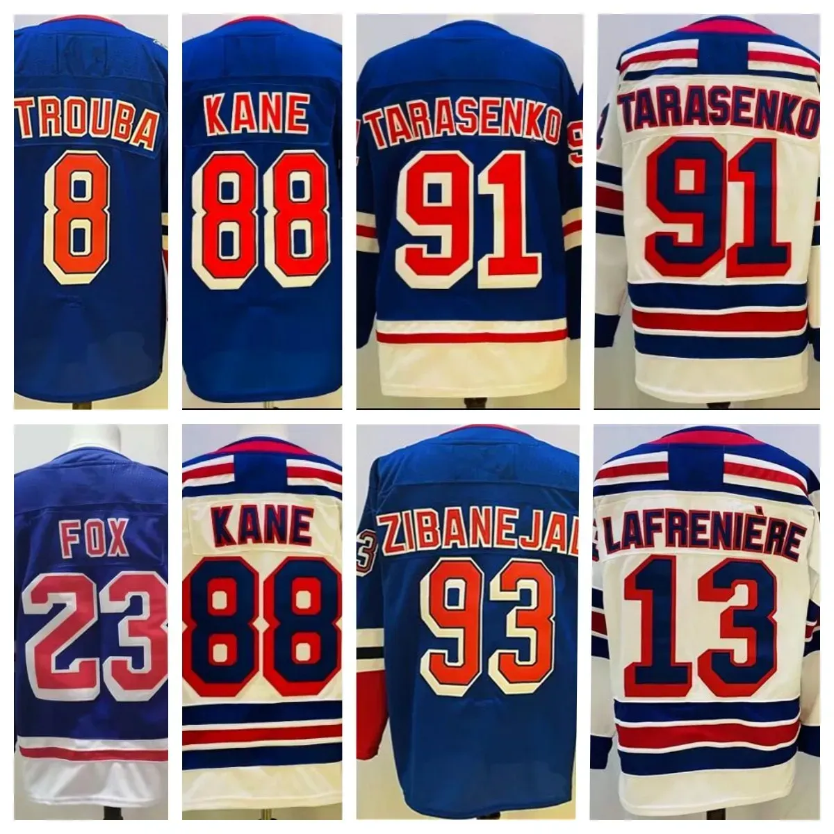 88 Patrick Kane Hockeytrikot Vladimir Tarasenko Jacob Trouba 23 Adam Fox 10 Artemi Panarin 31 Igor Shesterkin Mika Zibanejad Reverse Retro